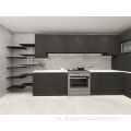 Color negro Matte Lacquer Modular Kitchen Cabinet Set